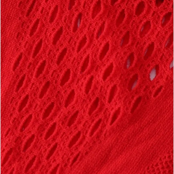 Red & Black Hollow Out One-Piece Fishnet Teddy Bodysuit - Picture 4 of 6